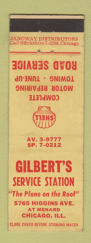Matchbook Cover - Gilbert's Shell oil gas Chicago IL WEAR