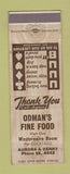 Matchbook Cover - Odman's Fine Food WEAR