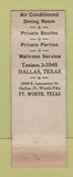 Matchbook Cover - Jack Walton's BBQ Dallas TX WEAR Fort Worth