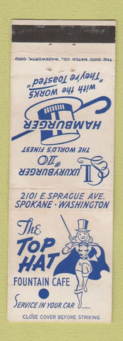 Matchbook Cover - Top Hat Fountain Hamburgers girlie Spokane WA