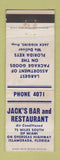 Matchbook Cover - Jack's Bar Restaurant Islamorada FL WEAR