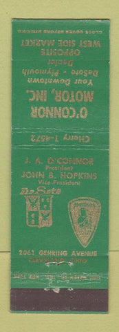 Matchbook Cover - O'Connor DeSoto Plymouth Cleveland OH