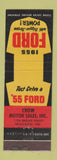 Matchbook Cover - 1955 Ford Crow Motor Sales Newcastle IN