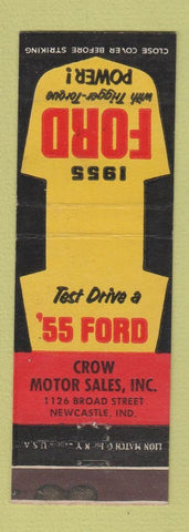 Matchbook Cover - 1955 Ford Crow Motor Sales Newcastle IN