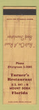 Matchbook Cover - Turner's Restaurant Mount Dora FL WEAR