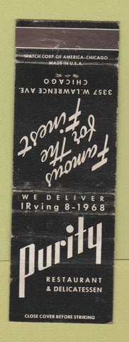 Matchbook Cover - Purity Restaurant Deli Chicago IL WEAR