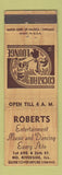 Matchbook Cover - Roberts Cocktail Lounge North Riverside IL WEAR