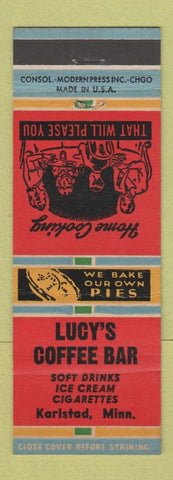 Matchbook Cover - Lucy's Coffee Bar Karlstad MN