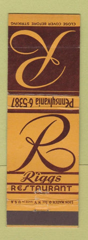 Matchbook Cover - Riggs Trestaurant New York City