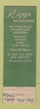 Matchbook Cover - Riggs Trestaurant New York City