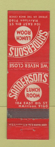 Matchbook Cover - Sanderson's Lunch Room New York City WEAR