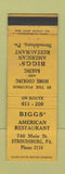 Matchbook Cover - Biggs' Restaurant Stroudsburg PA WEAR
