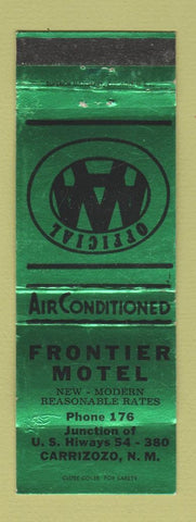 Matchbook Cover - Frontier Motel Carrizozo NM low phone # WEAR GREEN