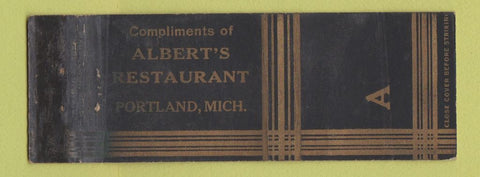Matchbook Cover - Albert's Restaurant Portland ME WORN Full Length