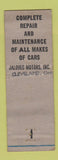 Matchbook Cover - Jalovec Motors Dodge Cleveland OH WEAR Full Length