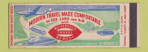 Matchbook Cover - Mothersill's Travel Remedy drug Full Length