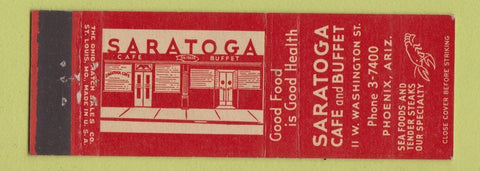 Matchbook Cover - Saratoga Cafe Buffet Phoenix AZ