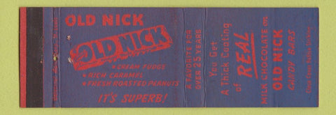 Matchbook Cover - Old Nick Candy Bar BLUE
