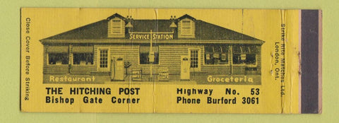 Matchbook Cover - Hitching Post Bishop Gate Corner Burford ON WEAR Full Length