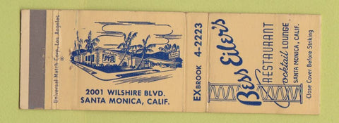 Matchbook Cover - Bess Eiler's Restaurant Santa Monica CA WEAR