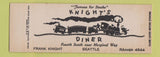 Matchbook Cover - Knight's Diner Seattle WA SAMPLE railroad train Full Length
