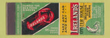 Matchbook Cover - Ireland's Oyster House Chicago IL lobster fish