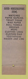 Matchbook Cover - Good House Keepers Products Cupples St Louis MO Full Length