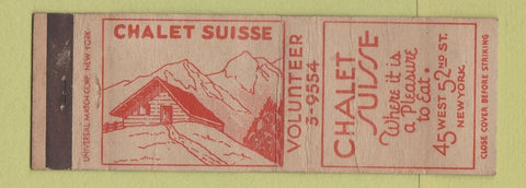 Matchbook Cover - Chalet Suisse New York City WORN