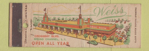 Matchbook Cover - Weiss Restaurant Broad Channel LI  Full Length