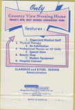 Matchbook Cover - Country View Nursing Home Fresno CA 40 Strike