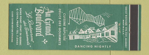 Matchbook Cover - Au Grand Boulevard Restaurant Rond Point Pont De QC