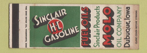 Matchbook Cover - Sinclair oil gas Dubuque IA Molo