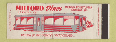 Matchbook Cover - Milford Diner Milford PA Full Length