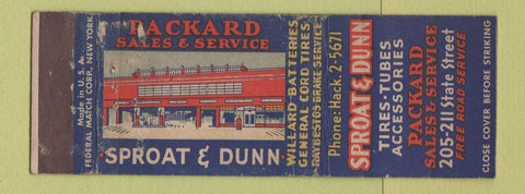 Matchbook Cover - Sproat & Dunn Packard  Federal WEAR