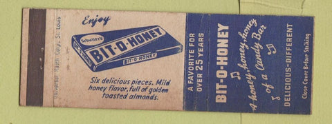 Matchbook Cover - Bit O Honey Candy Bar blue/white WEAR