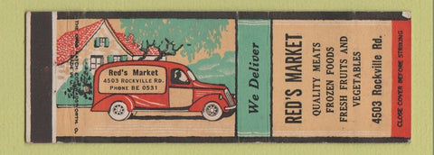 Matchbook Cover - Red's Market Grocery delivery truck van