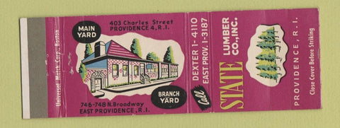 Matchbook Cover - State Lumber Providence RI