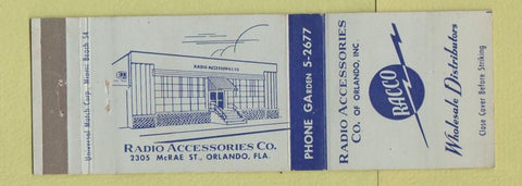 Matchbook Cover - Racco Radio Accessories Orlando FL