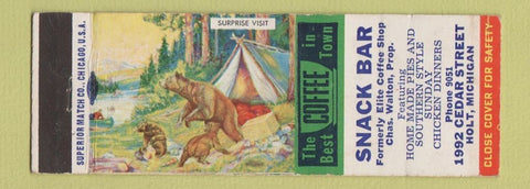 Matchbook Cover - Snack Bar Holt MI