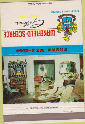 Matchbook Cover - Wakefield Scearce Galleries Shelbyville KY 40 Strike