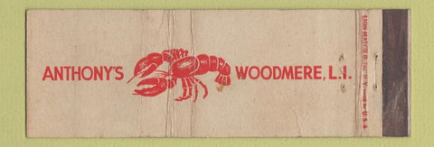 Matchbook Cover - Anthony's Restaurant lobster Woodmere LI NY WEAR Full Length