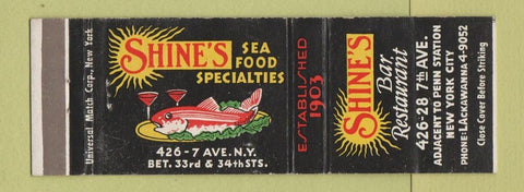Matchbook Cover - Shine's Restaurant New York City