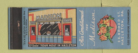 Matchbook Cover - Madison Restaurant Hazleton PA