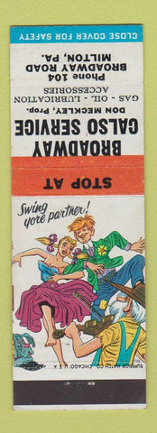 Matchbook Cover - Broadway Calso oil gas Milton PA low phone # hillbilly