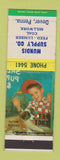 Matchbook Cover - Mundis Supply Feed Lumber Coal Dover PA