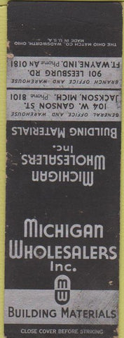 Matchbook Cover - Michigan Wholesalers Inc Jackson MI Fort Wayne IN SAMPLE