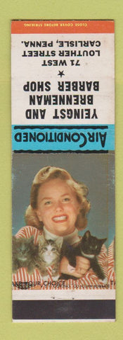 Matchbook Cover - Yeingst and Brenneman Barber Shop Carlisle PA girlie cats
