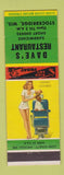 Matchbook Cover - Dave's Restaurant Stockbridge WI pinup