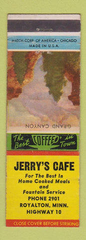 Matchbook Cover - Jerry's Cafe Royalton MN