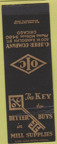 Matchbook Cover - O Ilber Co Chicago IL Mill Supply SAMPLE